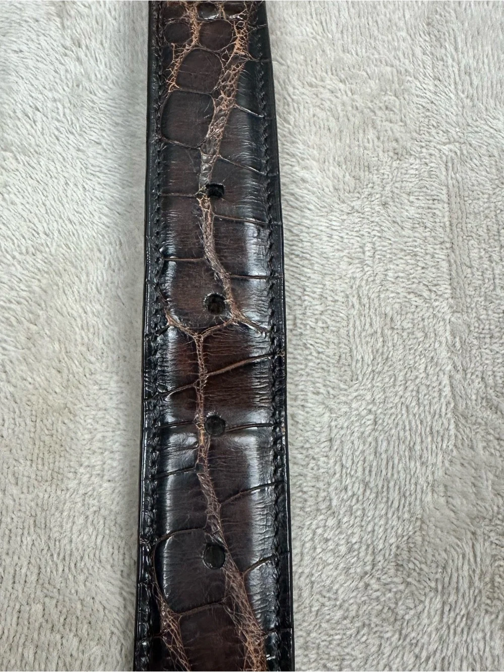 Crookhorn Genuine Alligator Leather Belt Brown Solid Brass Buckle USA
